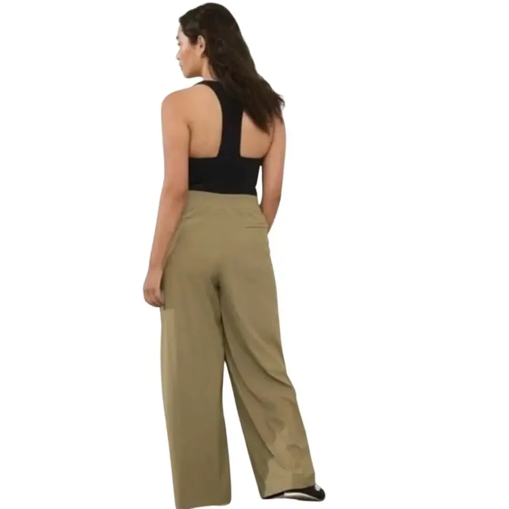 Athleta Pinnacle High Rise Trousers size 14 Olive Branch Green Wide Leg - Picture 2 of 12